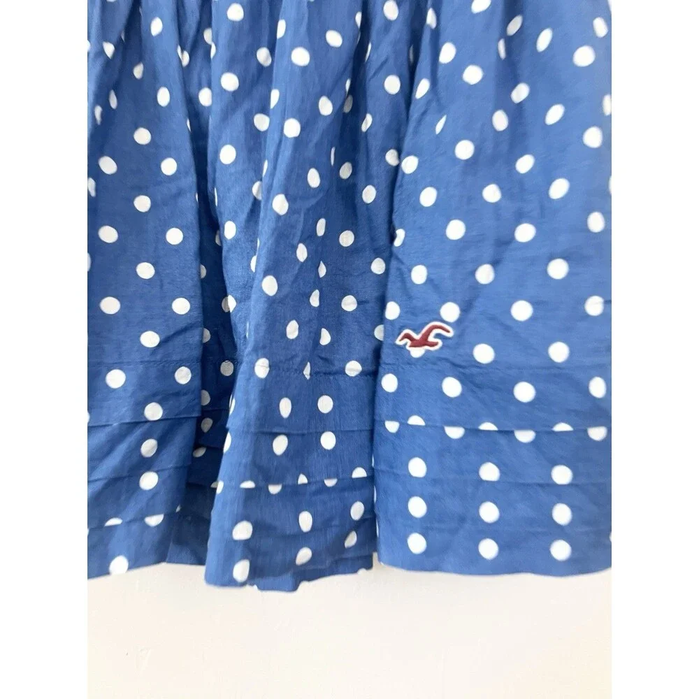 Hollister Blue Polka Dot Mini Pleated Skirt Size S Y2K Preppy Skater Whimsy